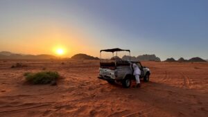 sunset moments at wadi rum desert